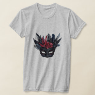 Camiseta Máscara de Penas Vermelhas Pretas