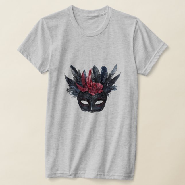Camiseta Máscara de Penas Vermelhas Pretas (Postura )