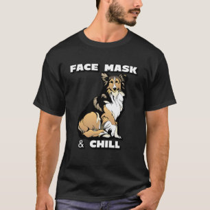 Camiseta Máscara de rosto e cão frio com texto branco