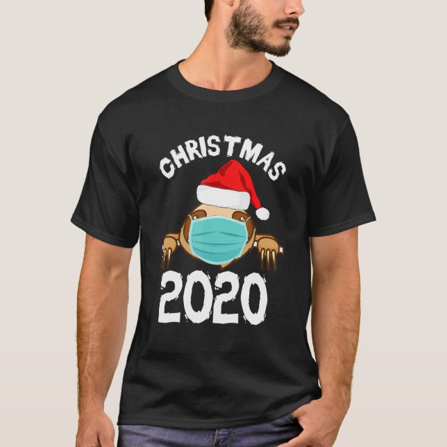 Camiseta Máscara De Rosto Engraçado Pajama De Natal Para Fa (Frente)