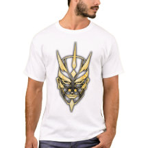 Camiseta Máscara de Samurai Dourada