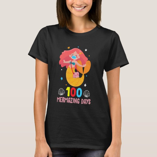 Camiseta Máscara De Sereia Engraçada 100 Dias De Meninas Es (Frente)