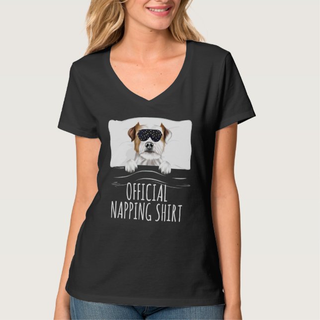 Camiseta Máscara de Sono Preto Parson Russell Terrier Ofici (Frente)