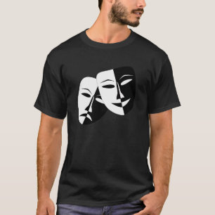 Camiseta Máscara de Teatro Branco e Preto da Tragédia da 