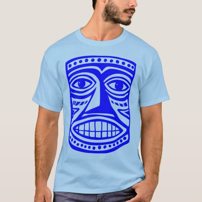 Camiseta Máscara de Tiki III - Azul (Frente)