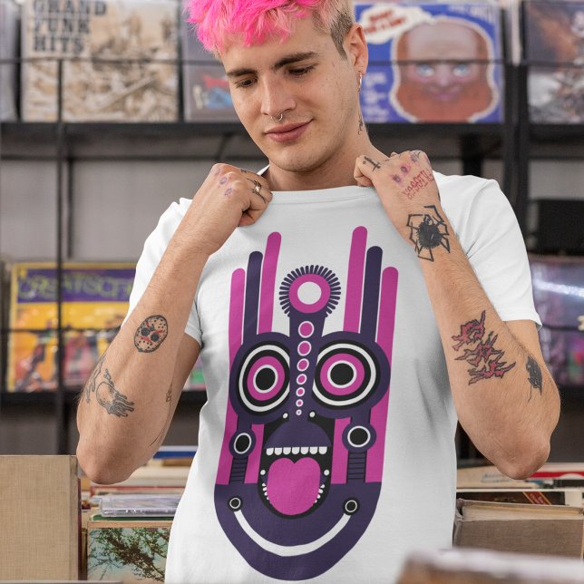 Camiseta Máscara De Tiki Puro E Rosa (Criador carregado)