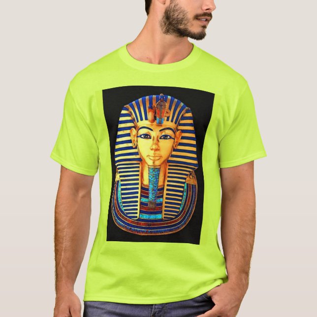 Camiseta Máscara Dourada do antigo Faraó Egípcio Tutankhamu (Frente)