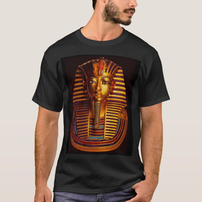 Camiseta Máscara Dourada do Rei Egípcio Tutankhamun (Frente)