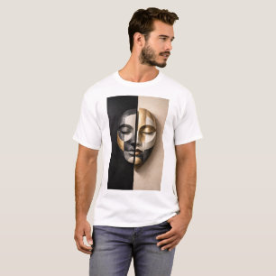 Camiseta Máscara Dualidade – Rosto Abstrato Geométrico Mode