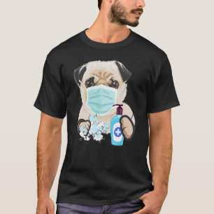 Camiseta Máscara Facial Amante de Cão Pug Saúde Gripe Resfr