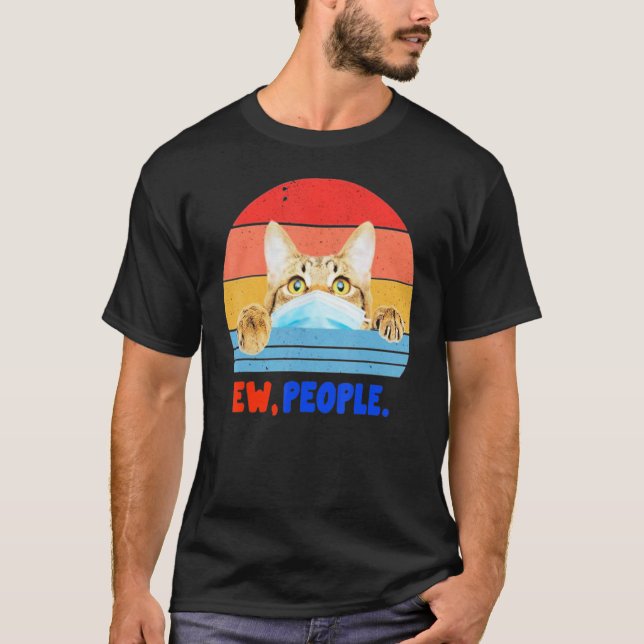 Camiseta Máscara Facial de Gato Ew Pessoas Vintag (Frente)
