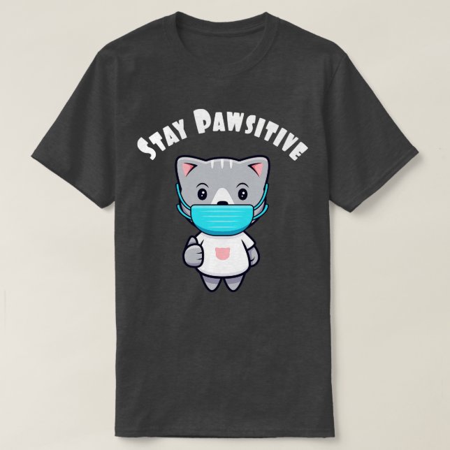 Camiseta Máscara Facial de Gato Kawaii Fofinho Kitty Positi (Frente do Design)