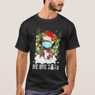 Camiseta Máscara Facial de Natal de Gato Tchau Tchau 2021 X