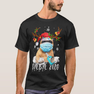 Camiseta Máscara Facial de Renas de Natal de Pug Engraçado 