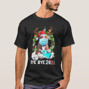 Camiseta Máscara Facial Natalina Engraçada de Pitbull Tchau