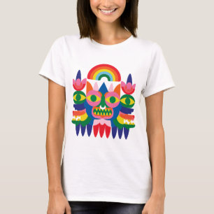 Camiseta Máscara Folclórica Arco-íris Arte Facial