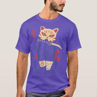 Camiseta Máscara Gatinho de Gato do Samurai Ninja Japonês 