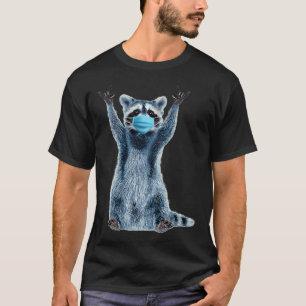 Camiseta Mascara médica azul de guaxinim engraçado