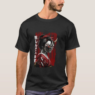 Camiseta Máscara Noh Geisha Hannya Oni Estética Gráficos ja