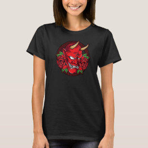 Camiseta Máscara Oni Demon Japonesa Cabeça de Diabo Horado