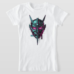Camiseta Máscara Oni do Cyber-Samurai – Grap de Synthwave F