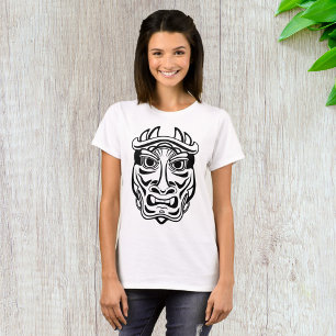 Camiseta Máscara Oni Japonesa Arte Linear Tribal Demônio