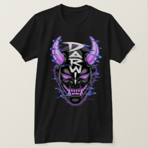 Camiseta "Máscara Oni Neon Glitch - DARW"