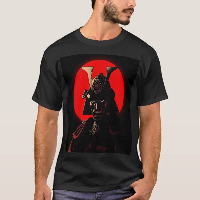 Camiseta Máscara Oni Samurai - Guerreiro da Lua Vermelha Ja (Frente)