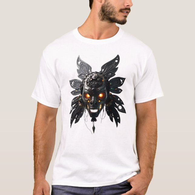 Camiseta Máscara Tribal com Asas Mecânicas (Frente)