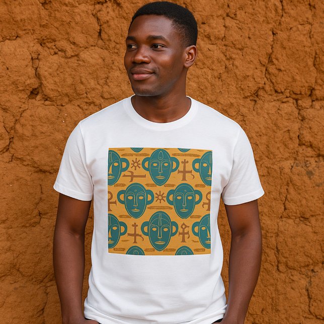 Camiseta Máscara Tribal - Padrão do Rosto Étnico Africano (Criador carregado)
