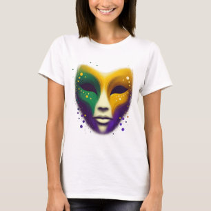 Camiseta Máscara verde-roxa Mardi Gras
