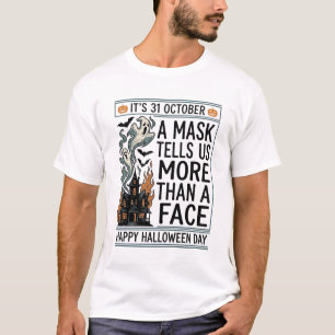 Camiseta Máscara Vintage do Dia das Bruxas Citação Design V
