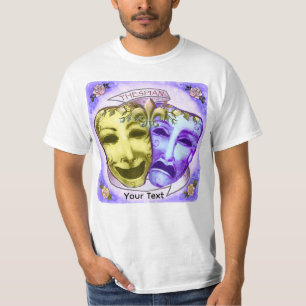 Camiseta Máscaras de Ator Amarelo Roxo