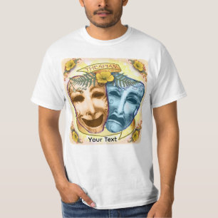 Camiseta Máscaras de Ator Laranja Azul