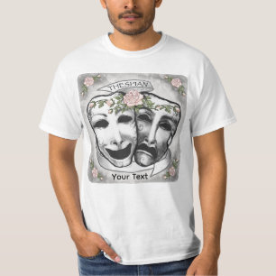 Camiseta Máscaras de Ator Preto e Branco