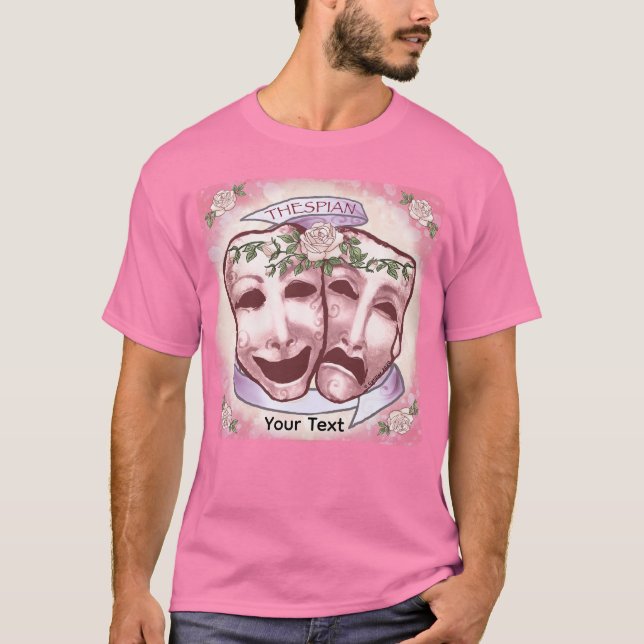 Camiseta Máscaras de Ator Rosa (Frente)