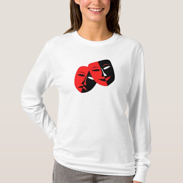 Camiseta Máscaras de comédia e teatro de tragédia. (Frente)