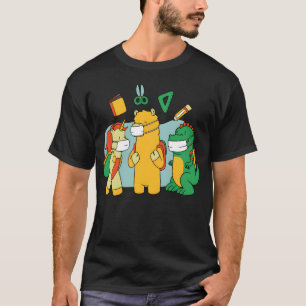 Camiseta Máscaras de Dinossauros de Animais Escolares Másca