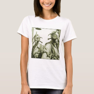 Camiseta Máscaras de gás militares retros das mulheres 40