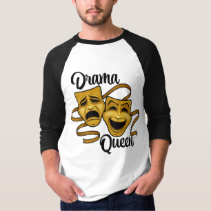 Camiseta Máscaras de Teatro de Comédia e Tragédia em Ouro R