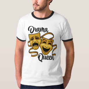 Camiseta Máscaras de Teatro de Comédia e Tragédia em Ouro R