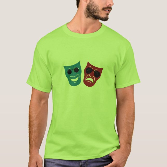 Camiseta Máscaras do drama com óculos de sol (Frente)
