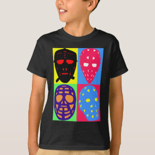 Camiseta Máscaras do Goalie do pop art do hóquei
