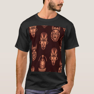 Camiseta Máscaras étnicas africanas, fundo escuro