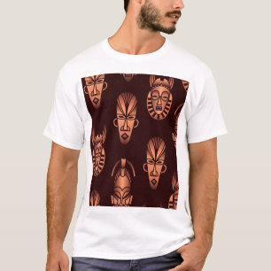 Camiseta Máscaras étnicas africanas, fundo escuro