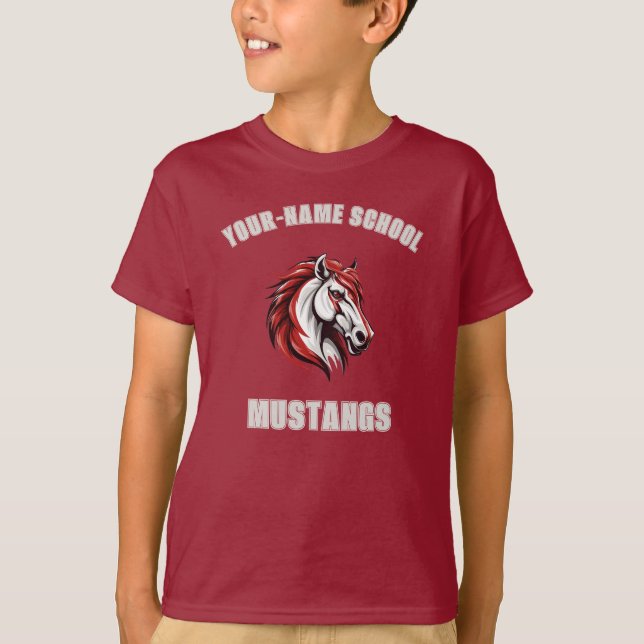 Camiseta Mascot Stallion Mustang Horse PERSONALIZADO | Verm (Frente)