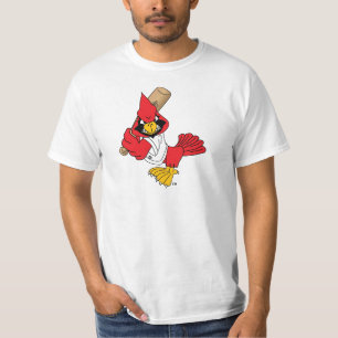 Camiseta Mascote cardinal que joga o basebol