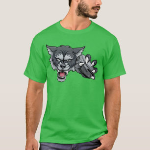 Camiseta Mascote Cartoon Desenho Lobo Wolveseam Segurando H