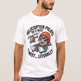 Camiseta Mascote Cartoon Piloto de Helicóptero