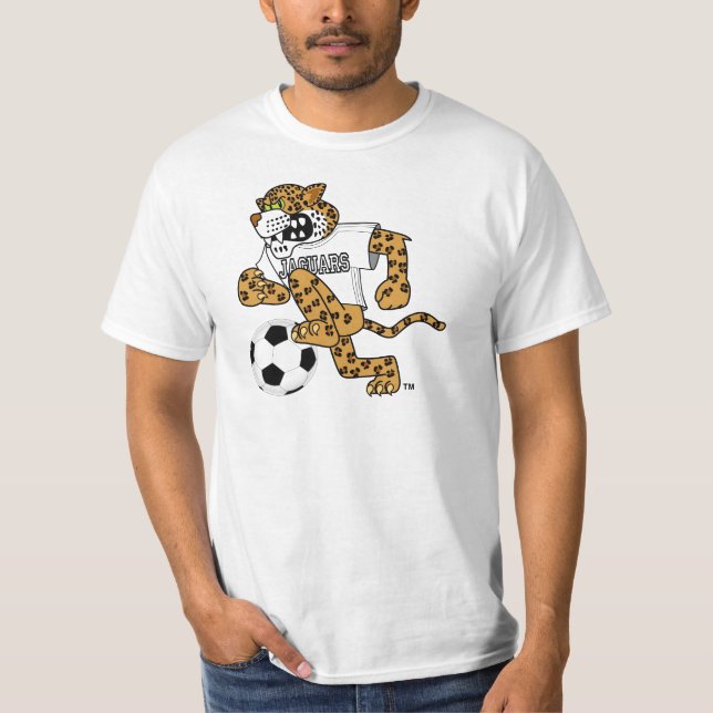 Camiseta Mascote da escola de Jaguar que joga o futebol (Frente)
